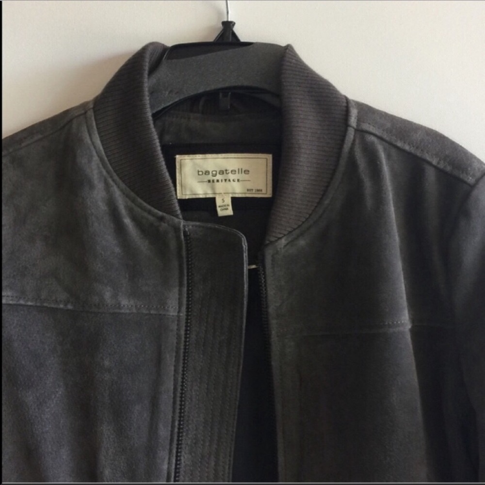 NWT Bagatelle gray leather suede bomber jacket - Picture 3 of 12